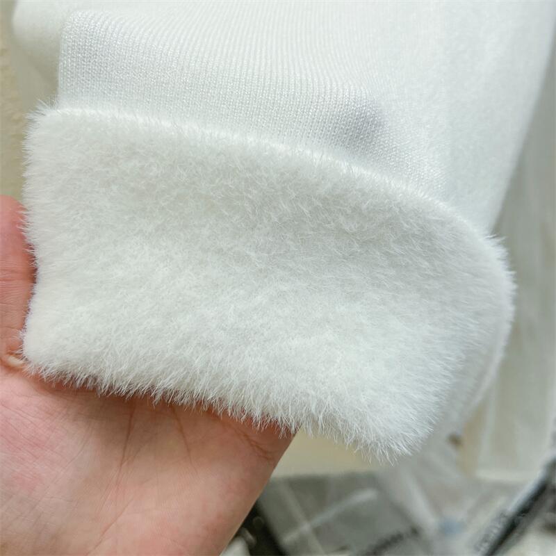 Осень-зима, полуводолазка, женский вязаный свитер, модный, элегантный, повседневный, флисовый, толстый, нижняя часть, рубашка, верхняя часть, внутренний длинный рукав, одежда 1878