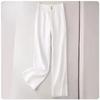Women's Summer Draped Cotton Linen Casual High Waist Loose Straight Long Pants