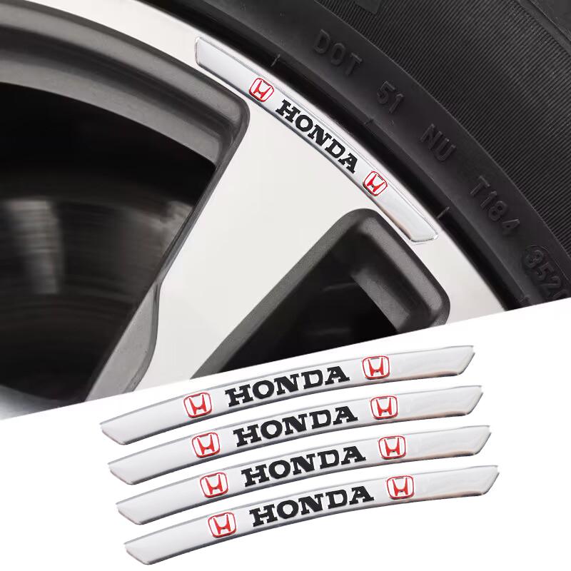 4Pcs Car Wheel Hub Stickers Aluminum Alloy Decoration Sticker For Honda Civic Accord Fit Jazz Pilot CRV Odyssey Passport City akf256