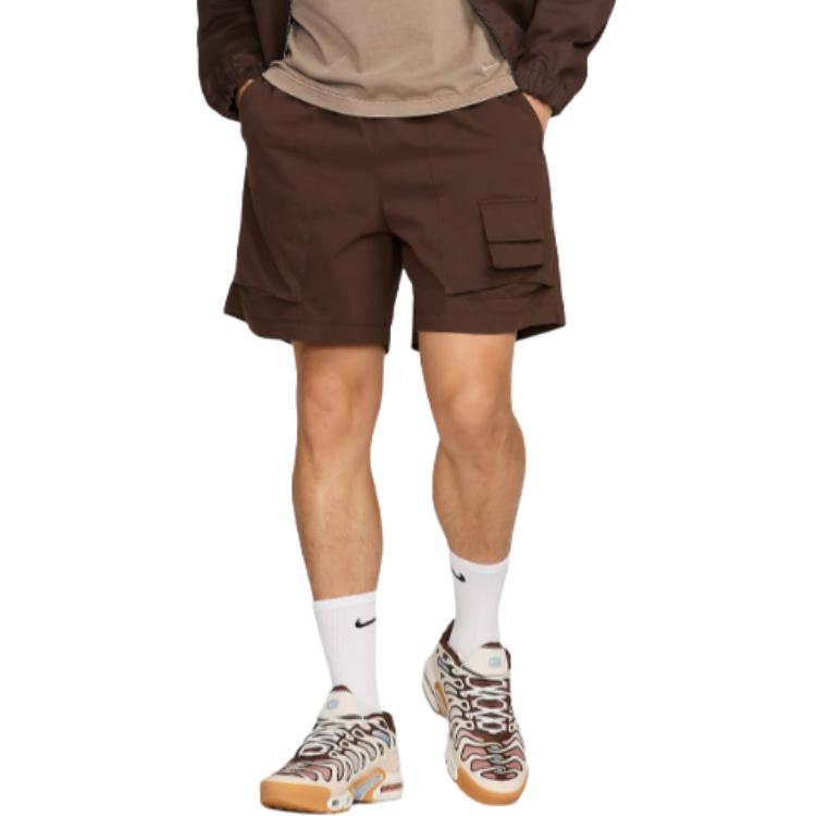 Nike Эластичные однотонные карманные повседневные шорты мужские шорты барочно-коричневые FN3217-237