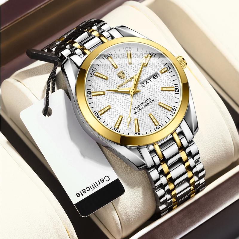 2024 Новые мужские часы, водонепроницаемые светящиеся модные высококлассные часы с календарем, стальной ремешок, изысканные часы с пульсирующей шкалой и циферблатом