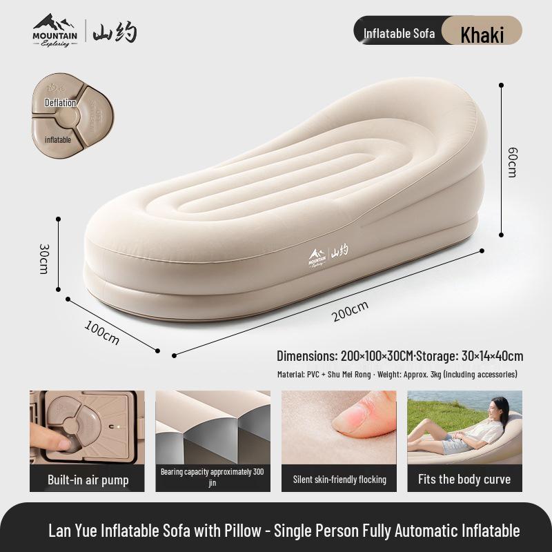 Mountain Inflatable Sofa: Automatic Outdoor Camping Bed with Built-in Electric Pump