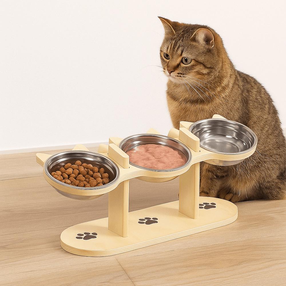 Миска для питомца с наклоном 15°, на высокой ножке, нескользящая, приподнятая миска-кормушка для котенка/щенка/кролика