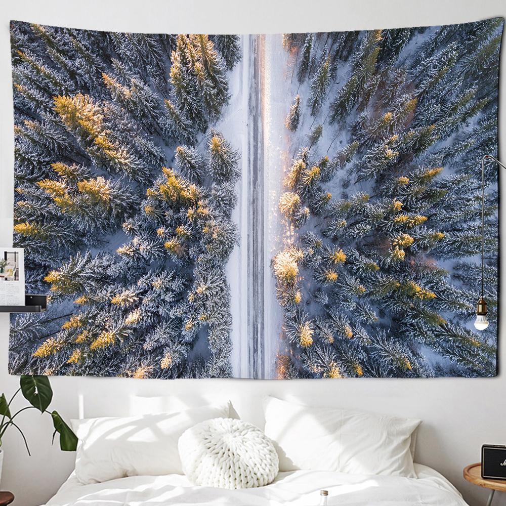 Рождественский камин и снежный настенный гобелен с Рождеством для дома, деко, рождественский подарок, гобелены с принтом