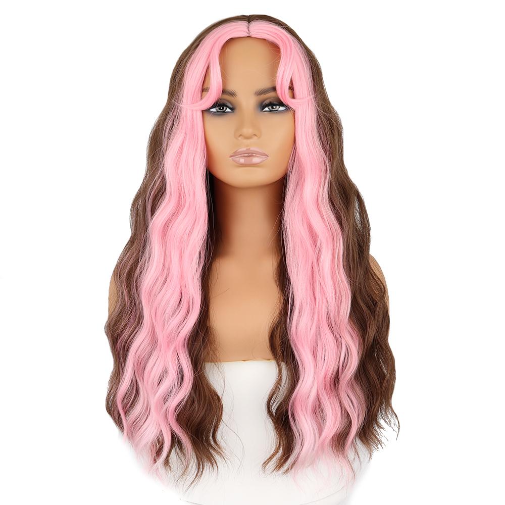 LISI HAIR Длинные волнистые парики из синтетического волокна, розовые и коричневые натуральные парики для женщин, парик Лолиты для косплея на Хэллоуин