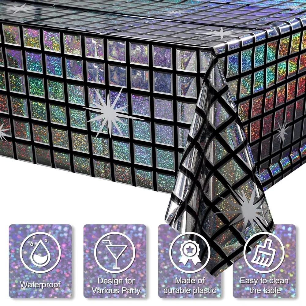 Disposable Table Cover Vintage Table Runner Disco Iridescent Shiny Laser Tablecloth Bar Disco