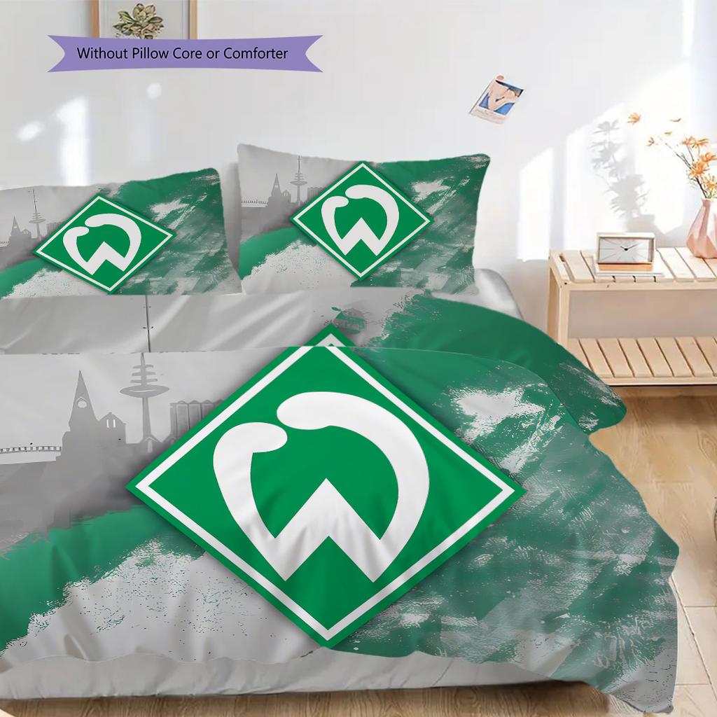 SV Werder Bremen Pattern Bedding Quilt Set Quilt Cover Pillowcase Home Decoration Birthday Gift (1 * duvet cover + 2 * pillowcase, without core)