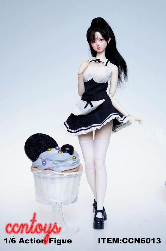 Toys Hobby Scale Action Figure Compatible with TBLeague Body NCCTOYS CCN6013 Sexy Beautiful Female Maid Dress One Piece Skirt Shoes and Socks Not M