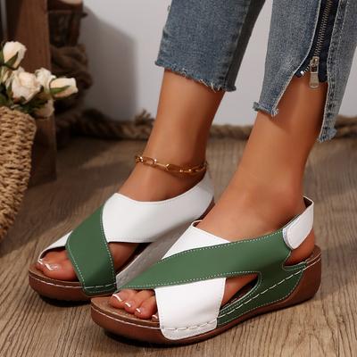 Сандалии римские женские с толстой подошвой, цветные, с застежкой-молнией, с открытым носком, на липучке