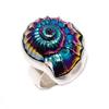 Natural Ammonite Fossil Gemstone 925 Sterling Silver Jewelry Ring Size 7 S9i01
