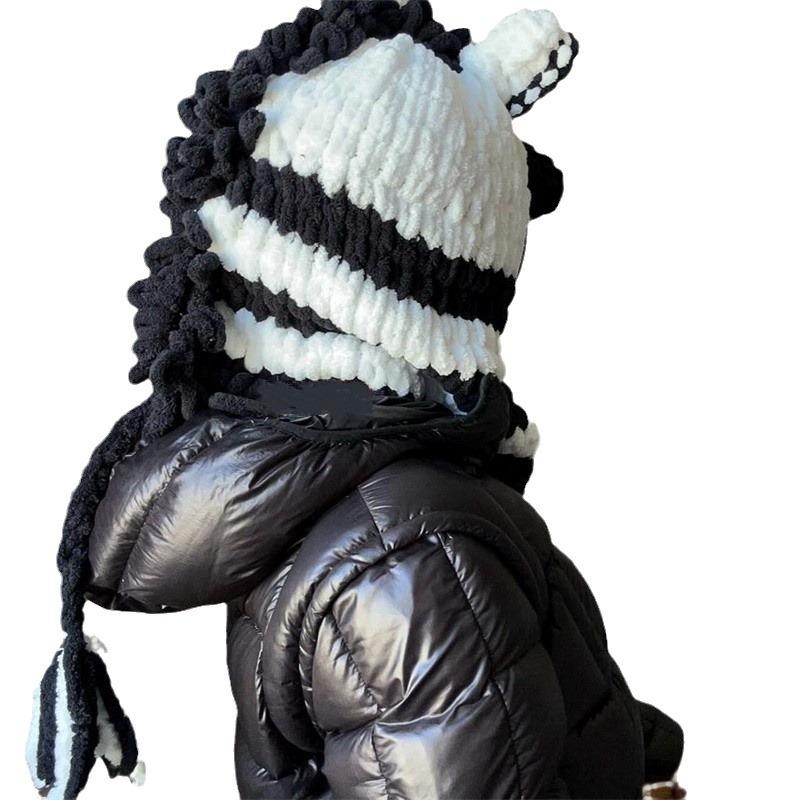 New Pure Hand-crocheted Cute Giant Panda Fisherman Hat with Large Brim Adult Pullover Hat