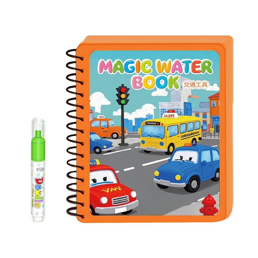 Children Early Educational Water Drawing Book and Water Pen Set Reusable Cartoon Coloring Magic Book for Kids Travel Use