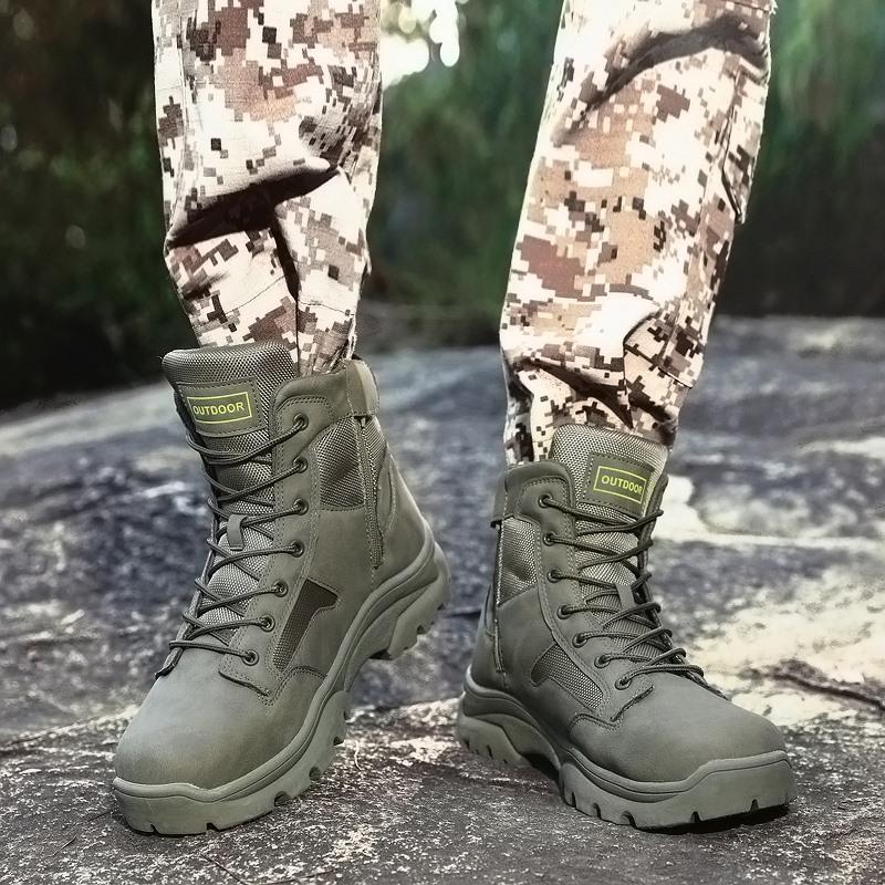 Men's High-top Hiking Boots Outdoor Shoes Military Boots Rubber Sole Large Size39-46