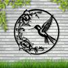 1pc Metal Hummingbird Flowers Wall Art Decor, Bird Sign, Metal Hummingbird Wall Sculpture Decoration Hanging for Living Room