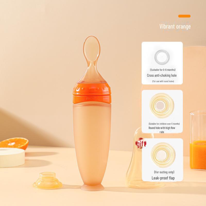 Силиконовая бутылочка для кормления Baby Squeeze с мягкой ложкой для рисовой каши