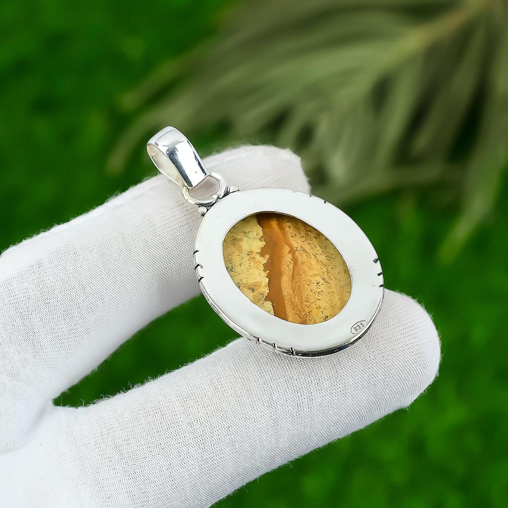 Picture Jasper Gemstone Sterling Silver Daughter Anniversary New Pendant Jewelry