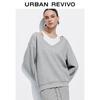UR Women's V-Neck Color-Block Loose Sweatshirt Set