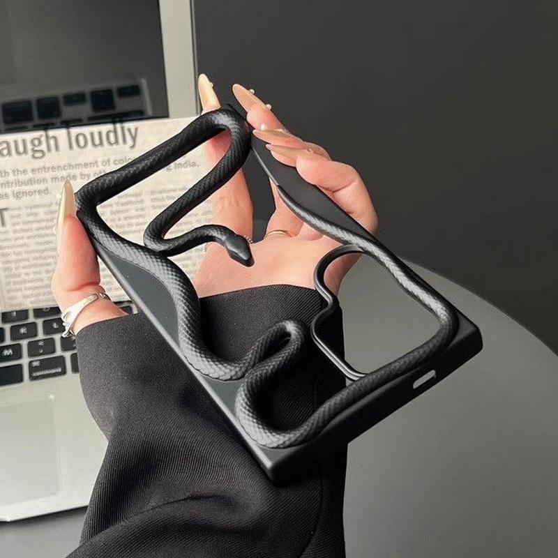 3D Змеиное покрытие Мягкий силиконовый чехол для телефона для Samsung S25 Ultra и других - Ударопрочный, Полый дизайн в нескольких цветах