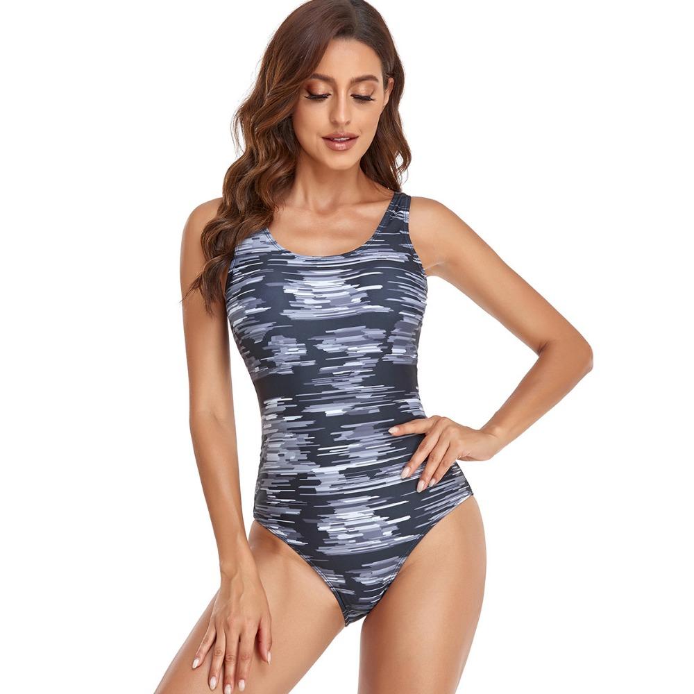 Европейские и американские консервативные спортивные купальники в стиле жилетки с принтом, цельные женские купальники