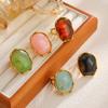 KunJoe Exquisite Multi-Color Acrylic Resin Adjustable Ring Women 18K Gold Plated Stainless Steel Rings Summer Waterproof Jewelry