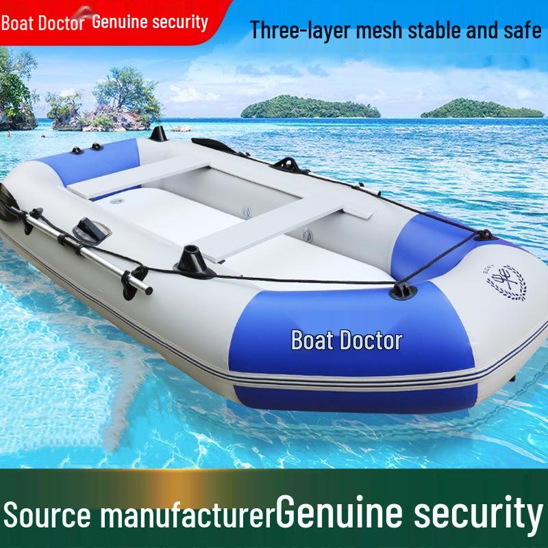 Прочная надувная резиновая лодка-каяк с жестким дном для рыбалки и спасения на воде