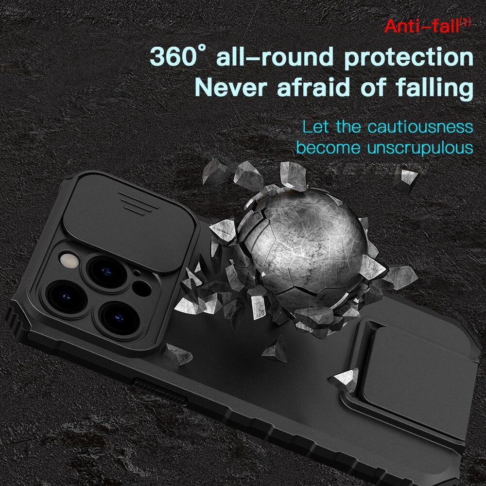 KEYSION Противоударный чехол для iPhone 15 Pro Max 15 Plus, защита слайд-камеры, чехол для телефона с подставкой для iPhone 14 13 12 11 Pro