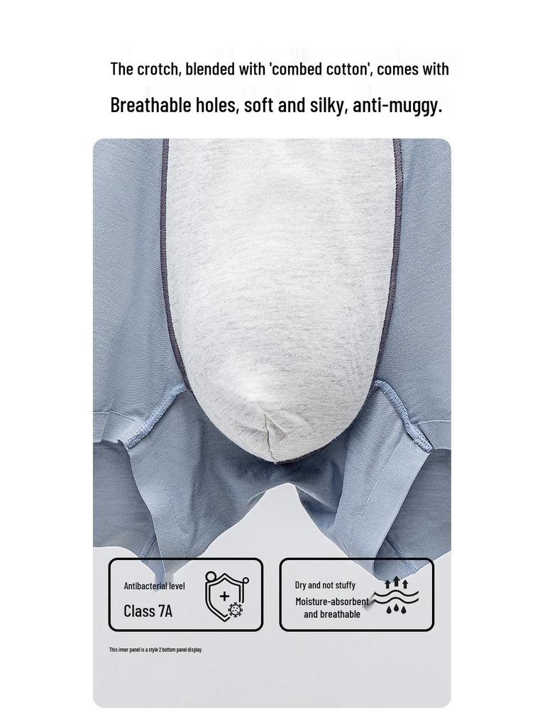 Мужские бесшовные боксеры-слипы средней посадки Lenzing Modal с антибактериальной ластовицей, ткань, приятная к коже, цельный дизайн
