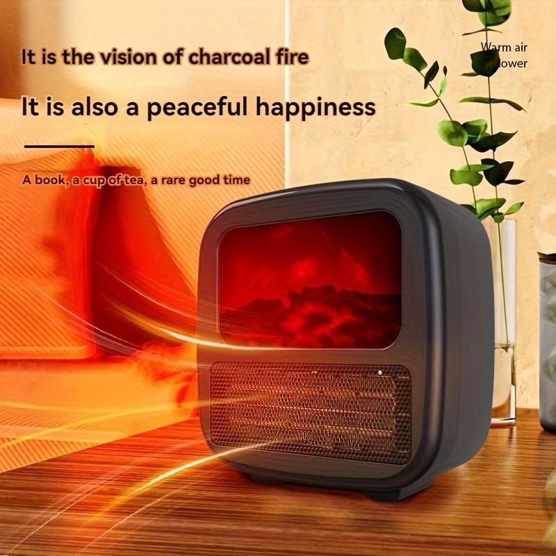 Маленький быстронагревающийся обогреватель с вентилятором, имитация 3D-угольного огня, домашний настольный PTC-электрический обогреватель, быстрый нагрев, бесшумный и удобный для сна - для офиса