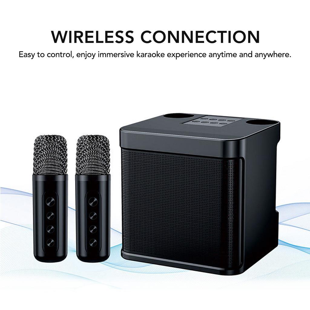 Wireless Karaoke Speakers Portable Mini Karaoke Machine Bluetooth Speaker with 2 Wireless Microphones for Home Party Camping