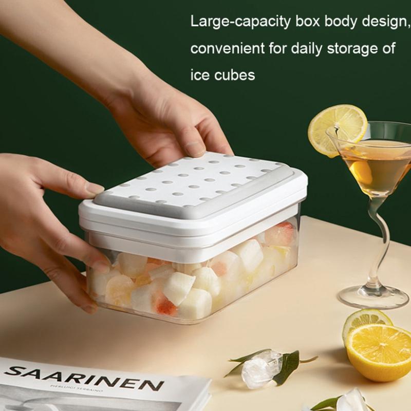 Double Layer Ice Cube Maker Mold Box Kitchen Press Ice Tray with Lid (BPA Free,No FDA Certificate)