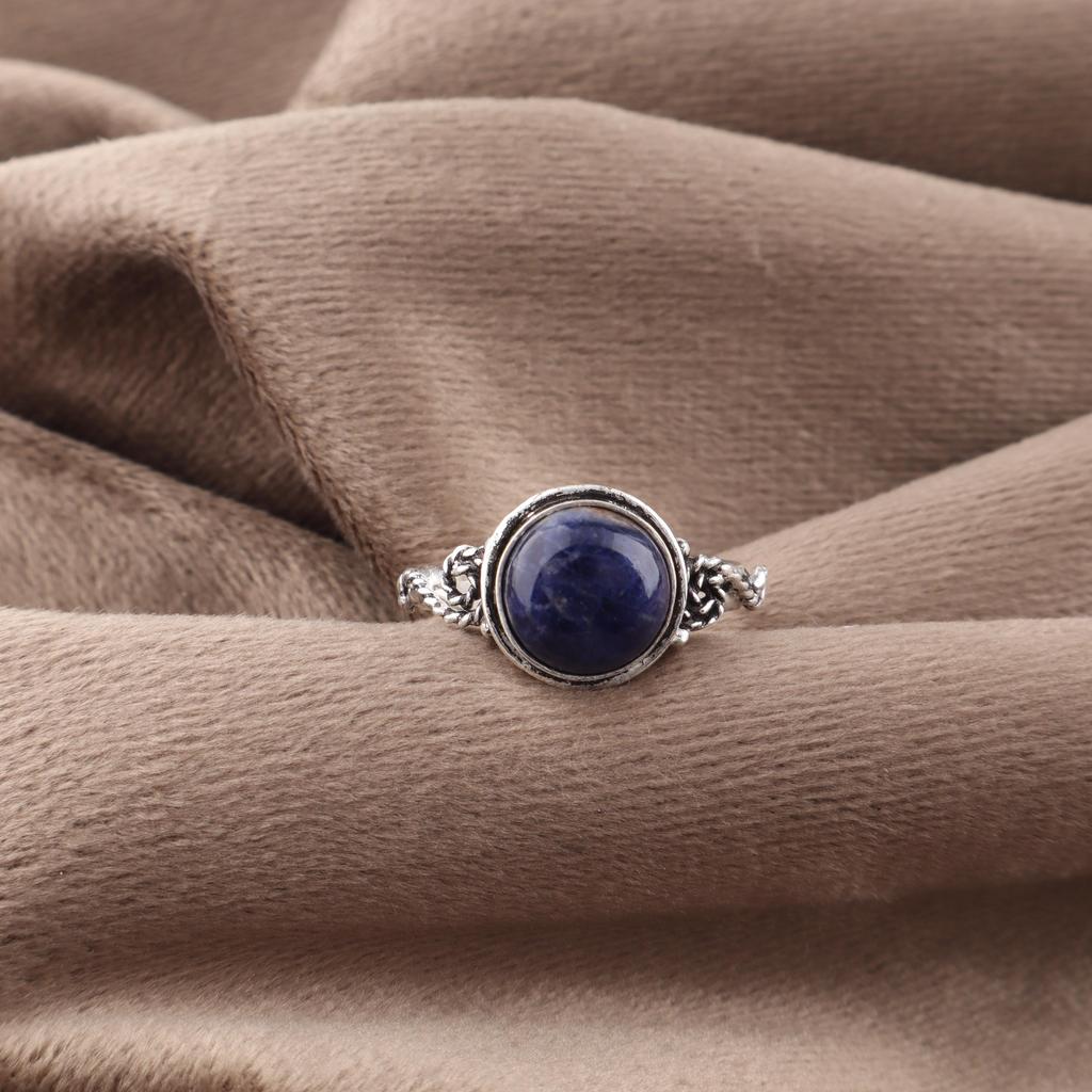 Sodalite Ring Gemstone Jewelry, 925 Solid Sterling Silver Ring, Handmade Designer Jewelry Gift For Mom