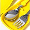 Rilakkuma New Spoon Fork Case Set Face, Yellow, Spoon + Fork + Case, Korean Popular Tableware