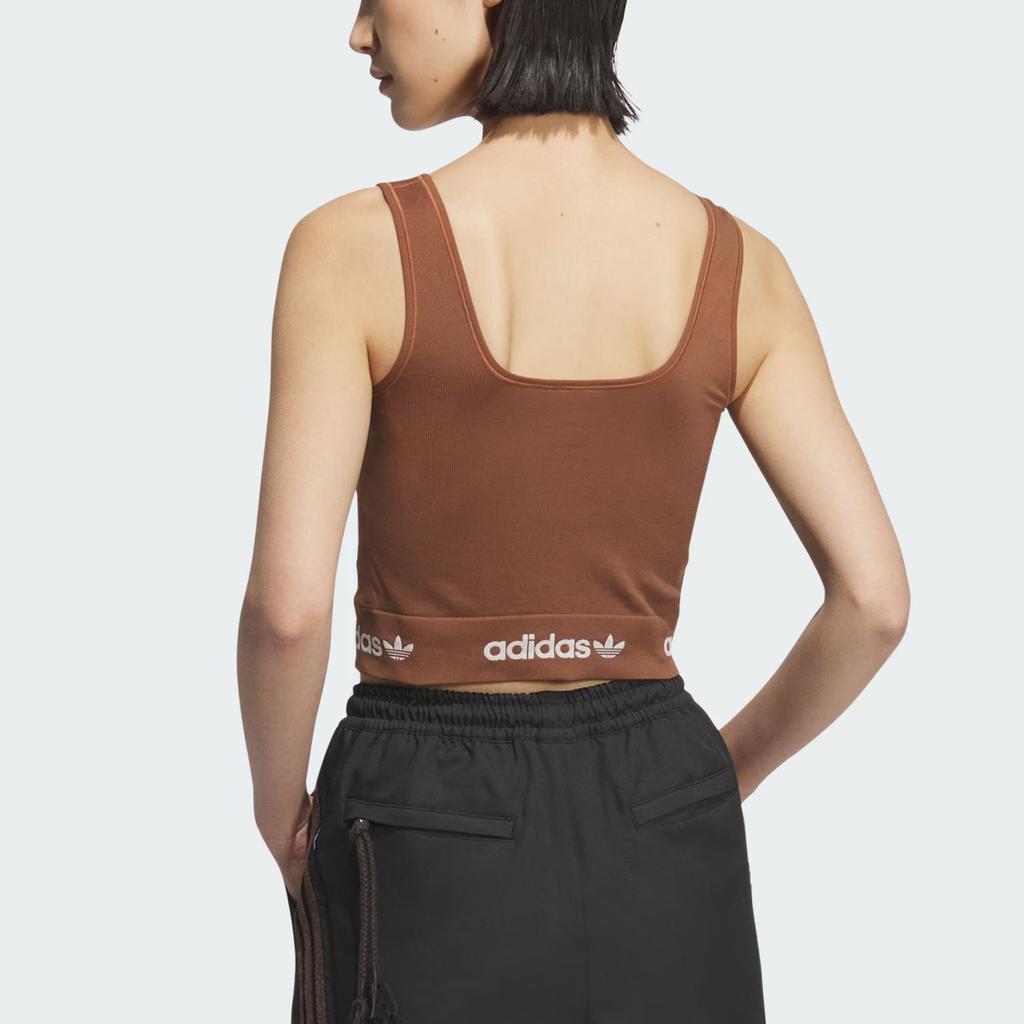 adidas Оригинальные SS25 модные повседневные спортивные жилеты без рукавов женские топы коричневого цвета нежно-коричневого цвета KB6421