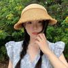 Fashion Woven Straw Visor Cap Sunscreen Hollow Empty Top Hat Big Head Circumference Breathable Summer Sun Cap Outdoor