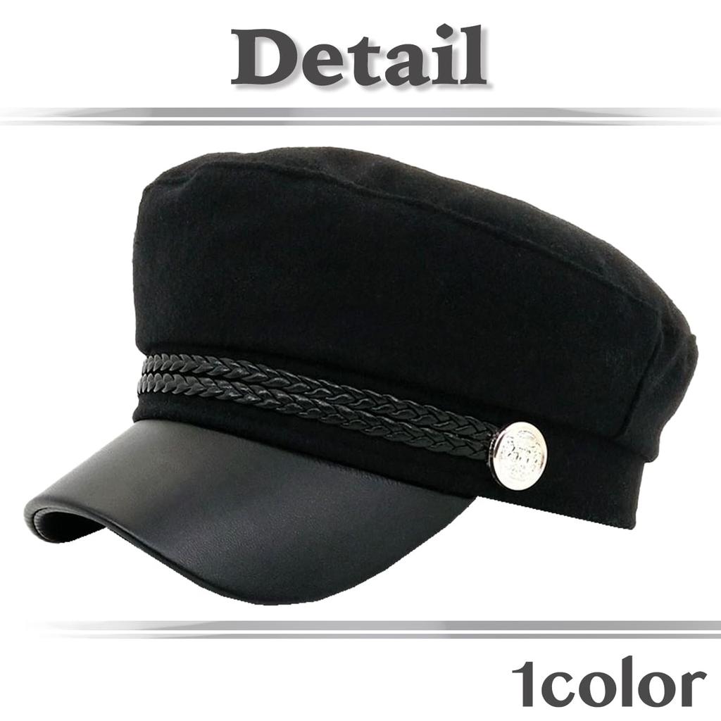 Marine Gothic Going CZ315 [White Fang] Cap, Black, Casquette, Lolita, Hat, Out, Travel, Stylish, Women's, (Black)