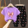 2Pcs/Set Summer Sets Children's Clothing Girls Kids Toddler Clothes Cute Fashion T-shirt Top + Pants Baby Girl Clothes