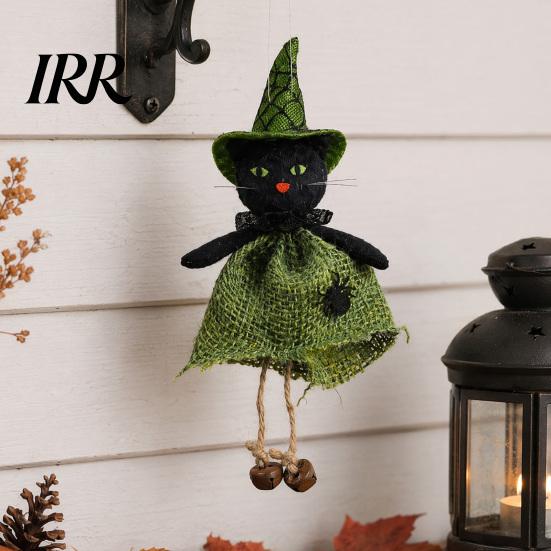 Decorative Witch Statue Halloween Hanging Decoration, Spooky Pumpkin/Ghost/Witch/Black Cat Doll Ornament with Festive Burlap Skirt for Haunted House,