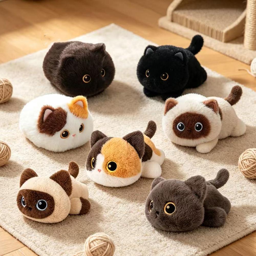 2025Cm Black Cat Siamese Kitten Plush Toys Cartoon Lifelike Kitten Dolls Animal Artificial Touch Doll Kids Girls Birthday Gifts