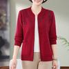 Middle-aged Mother Early Autumn New Crew Neck Cardigan Middle-aged Women's Pocket Knitted Sweater Top New Sweater