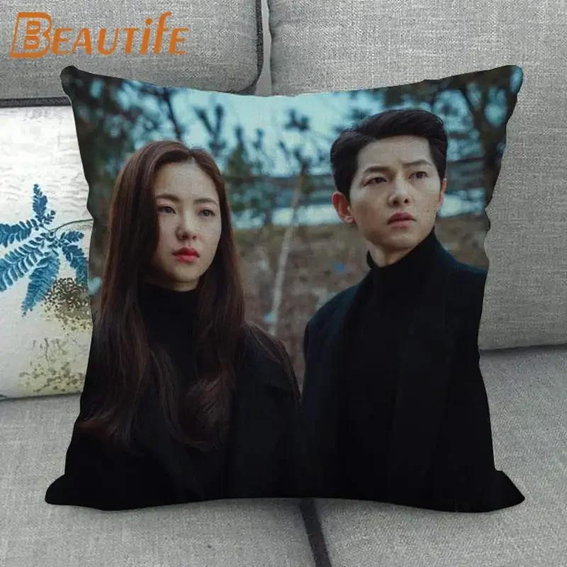 45X45 см Vincenzo Song Joong Ki KPOP наволочка с квадратной молнией, хлопковая льняная ткань, наволочки для спальни, дома, декоративный подарок