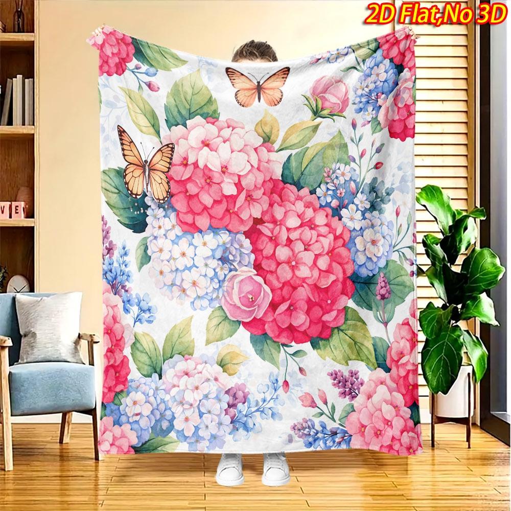 A 2D Flat Printed Blanket Featuring a Comfortable Floral Butterfly Design, Perfect for Spring And Summer. Suitable for All Seasons, This Soft And Cozy