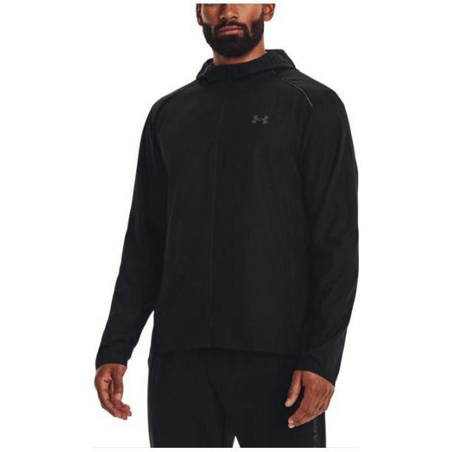 Under Armour Мужская спортивная куртка для бега с капюшоном и логотипом Storm, черная 1376795-001