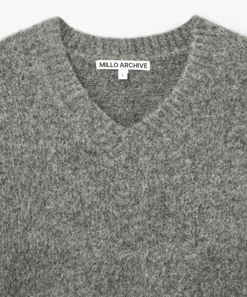 MILLO ARCHIVE Crop Silhouette V-Neck Knit [Melange Gray]