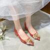 Engagement Shoes, Two Wedding Dresses, Thick Heels Are Not Tired, Daily Single Shoes Can Be Worn 2025 New French Bridal Shoes, Wedding Shoes for Women