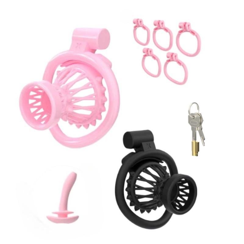 Pink Chastity Cage Sissy Cock Cage Negative Inverted Chastity Anti-Cheating Penis CB Lock Abstinence Restraint Gay Sex Toy 18+