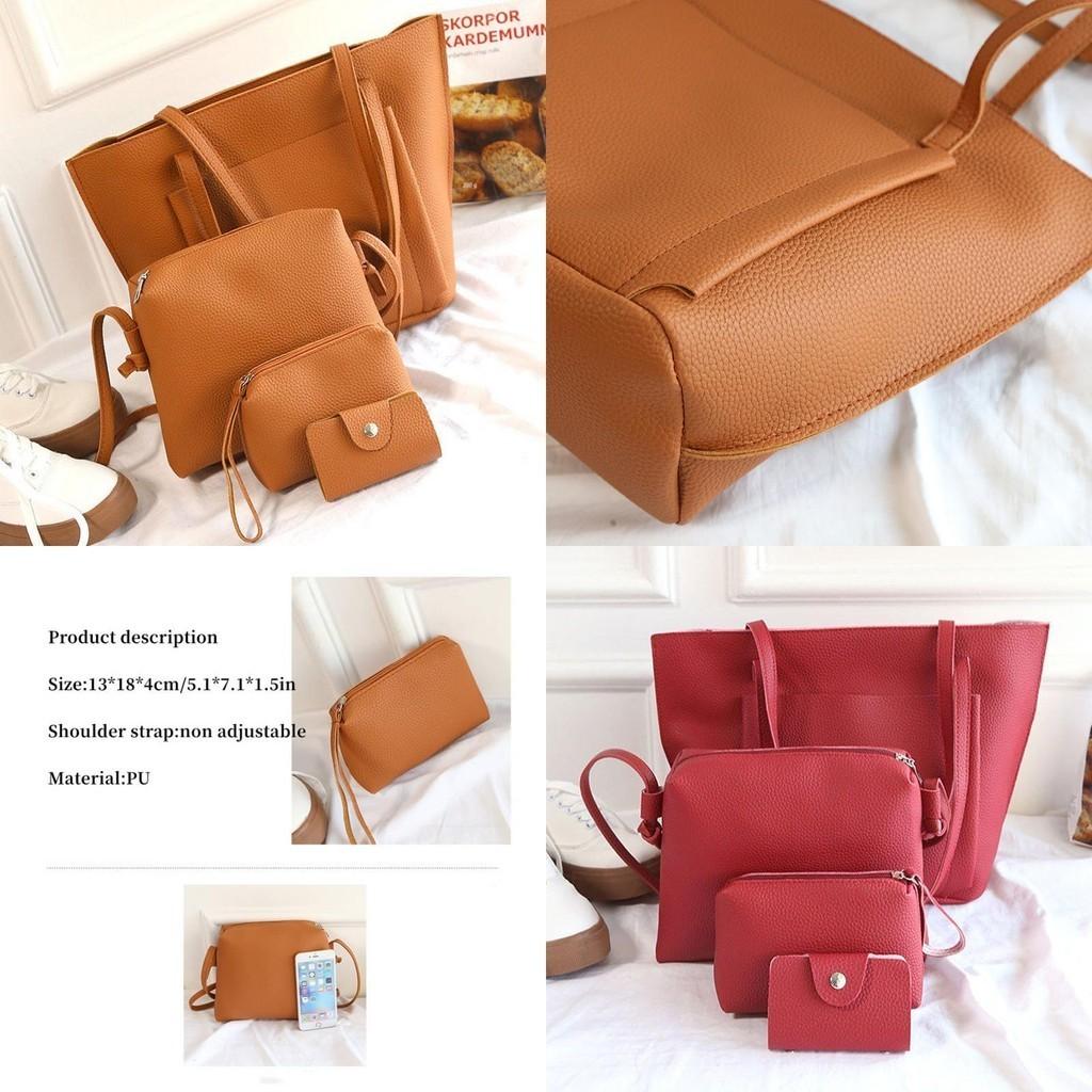 Модный набор женских сумок с узором личи из 4 предметов