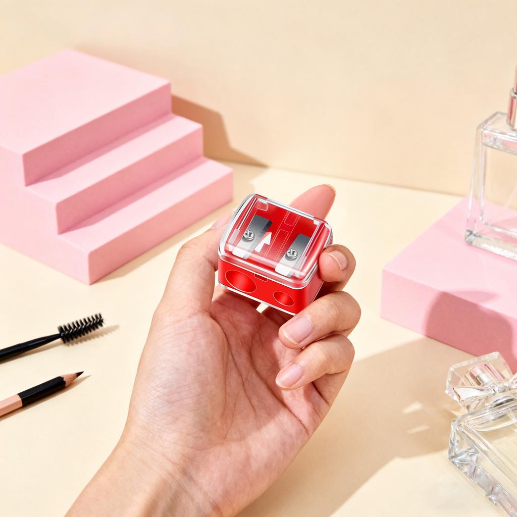 Двусторонняя точилка для макияжных карандашей, Подходящая, Карандаш для бровей, Простой в использовании инструмент для макияжа, Высокое качество с крышкой, Подходит для женщин