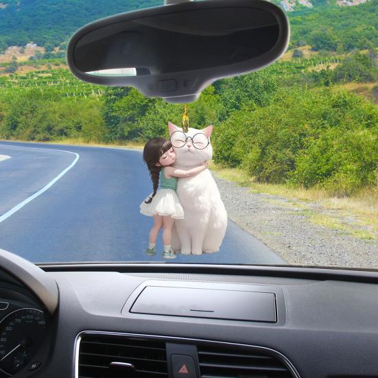 Декоративная подвеска в виде кошки, подвесное украшение со шнурком, легко подвешивается на брелок, украшение на зеркало заднего вида автомобиля