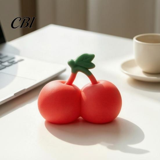Simulation Cherry Toy Realistic Stress Relief Toy, Giant Squeeze Fidget Anxiety Soft Stretchy Fruit Sensory for