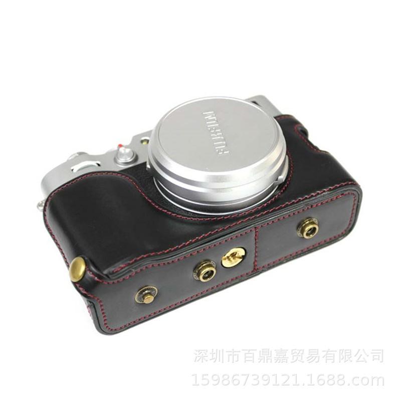 Чехол для камеры Fuji X100V из ПУ-кожи, защитный рукав-сумка, для беззеркальной камеры, с доступом к батарее, черный, коричневый, кофейный